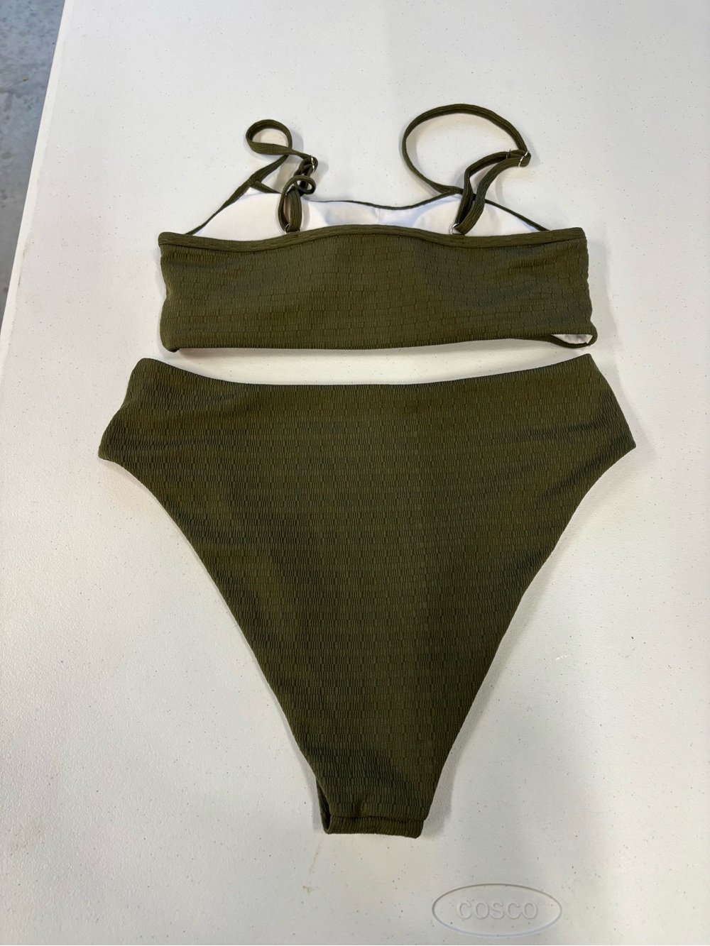 SHEIN Olive Ribbed Two-Piece Bikini Set - Picture 2 of 3